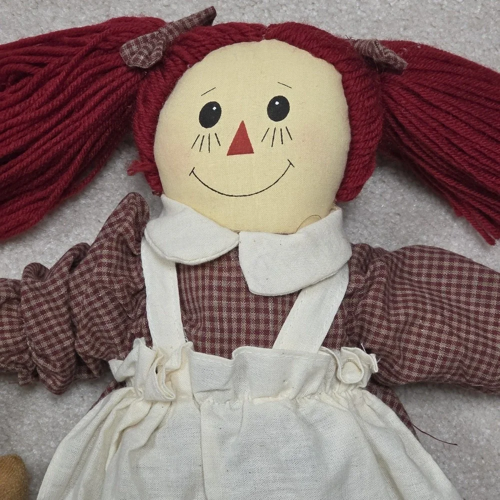 Vtg Handmade Raggedy Ann Doll Gingerbread Man 18 in Hanging‎ Shelf Sitter Rustic